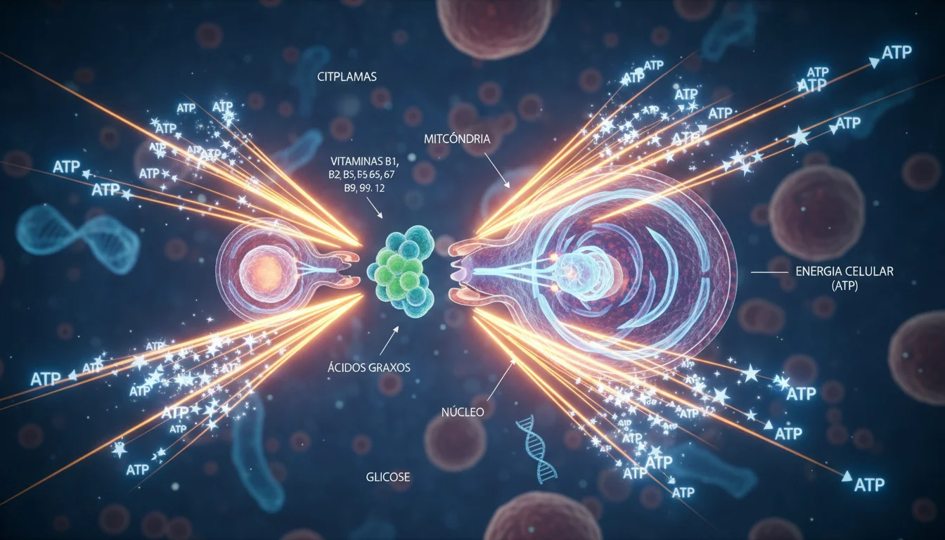 Ilustração médica 3D mostrando a conversão de vitamina D em energia no corpo humano