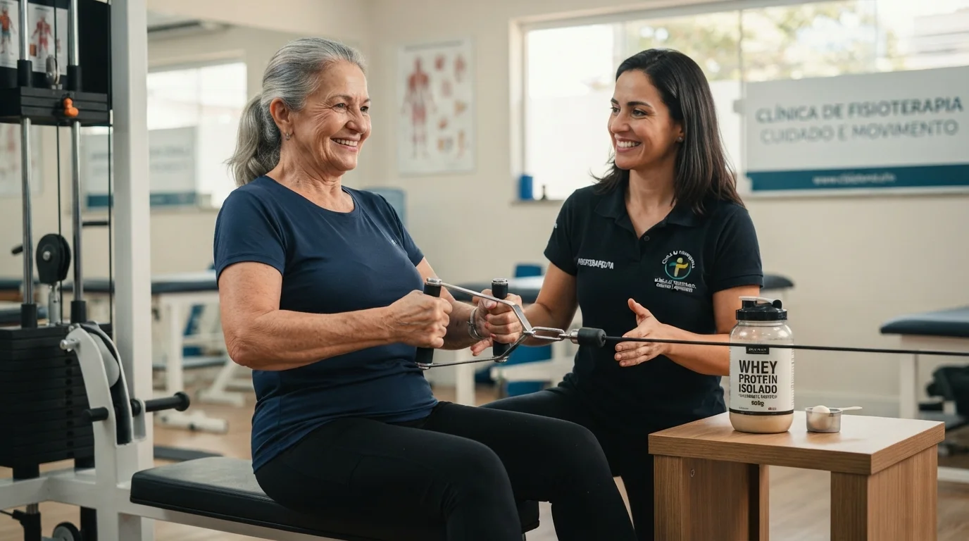 Whey protein isolado para sarcopenia em idosos - Imagem de destaque: Whey Protein Isolado para Sarcopenia em Idosos: O Guia Definitivo e Protocolos Clínicos